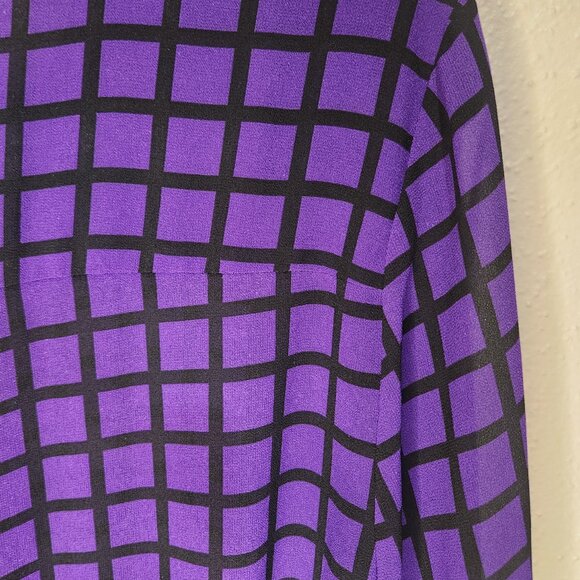 Michael Kors Sheer Purple and Black Dress Blouse with Zipper Accents Size XLarge - Picture 11 of 16
